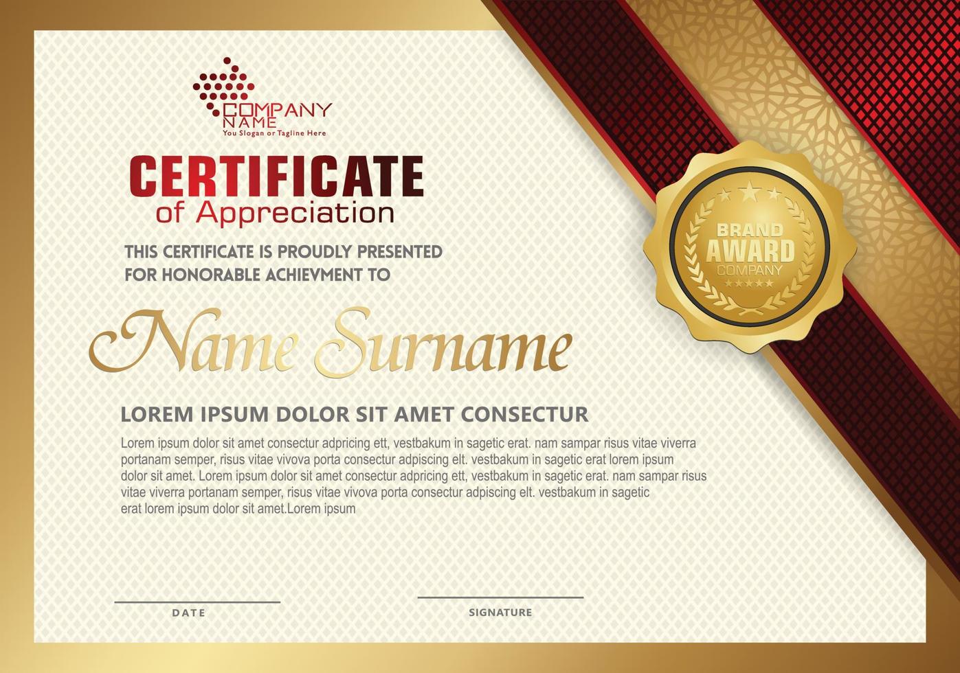 certificate template with Luxury and elegant design, for award, security, and other users. vector