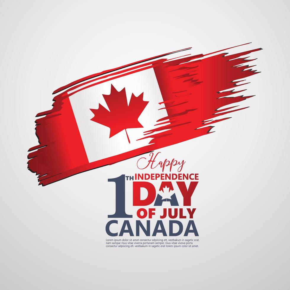 First of July Canada Day, greeting card background with typography design, vector