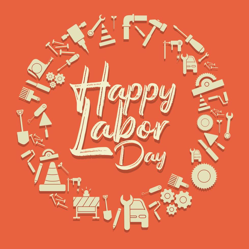 Happy Labor Day banner. Design template elegant with clip art labor circle dimension for you give greetings vector