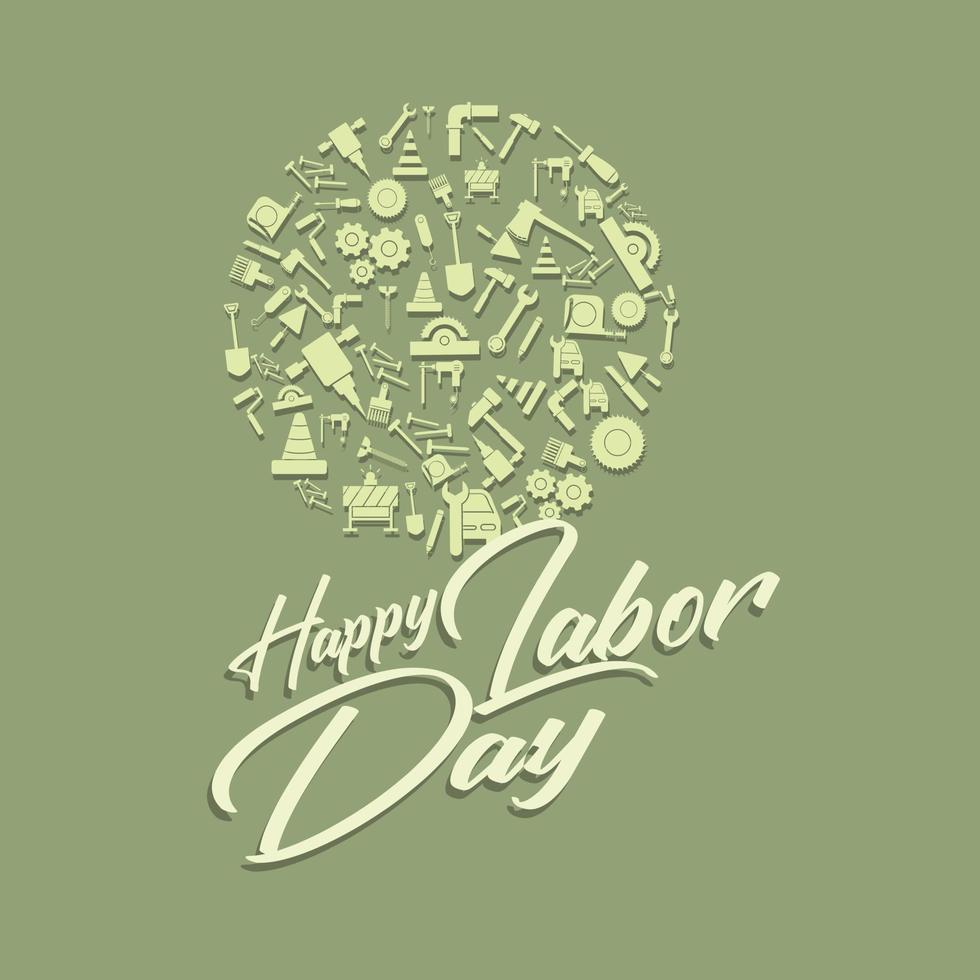 Happy Labor Day banner. Design template elegant with clip art labor circle dimension for you give greetings vector
