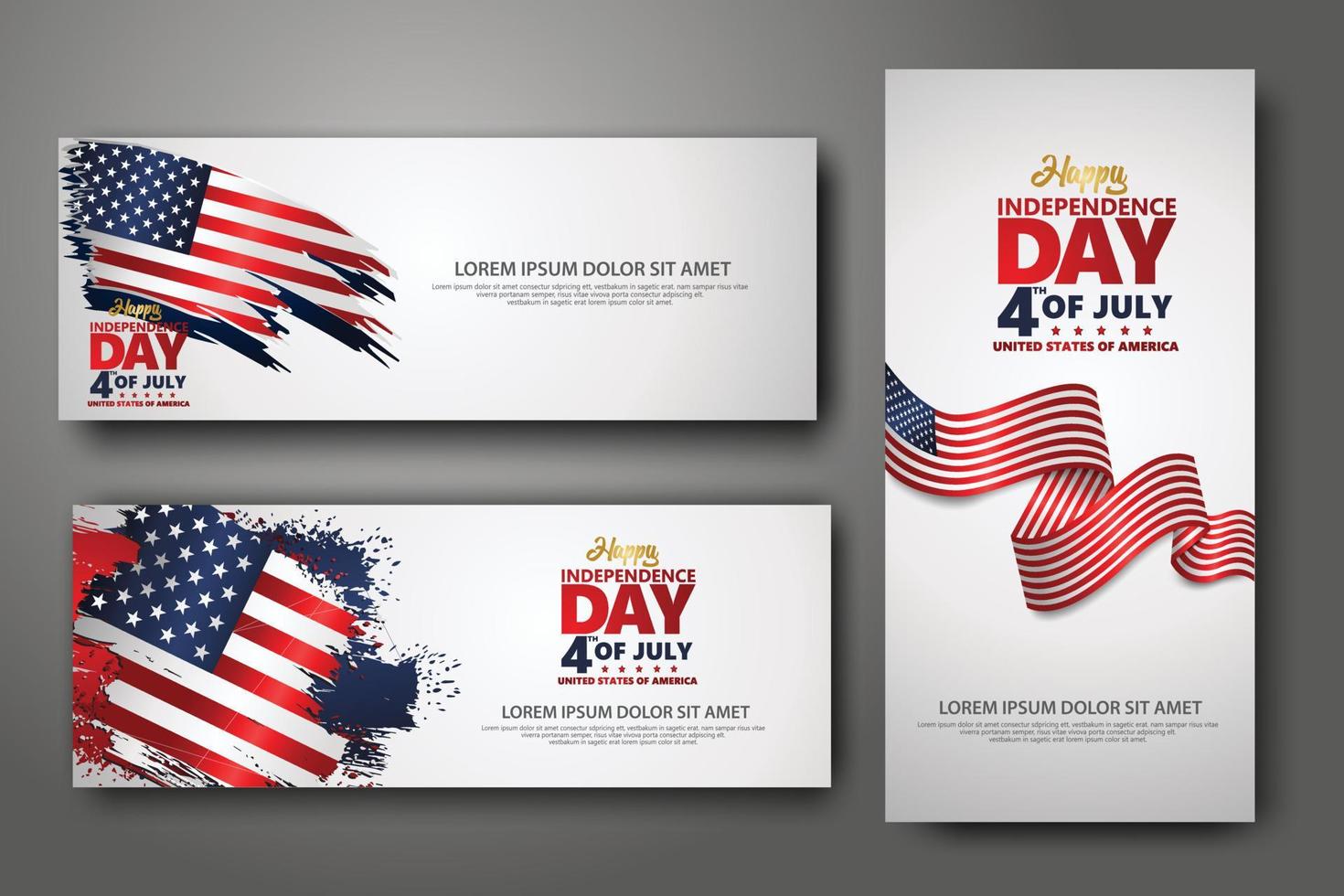 Set banner design template. Fourth of July Independence Day, Vector illustration for publication of event