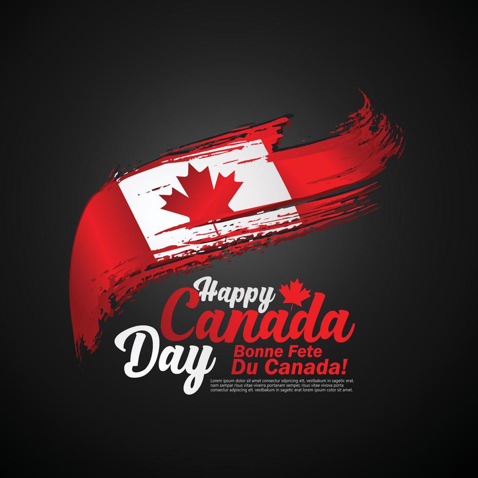 First of July Canada Day, greeting card background with typography design, vector