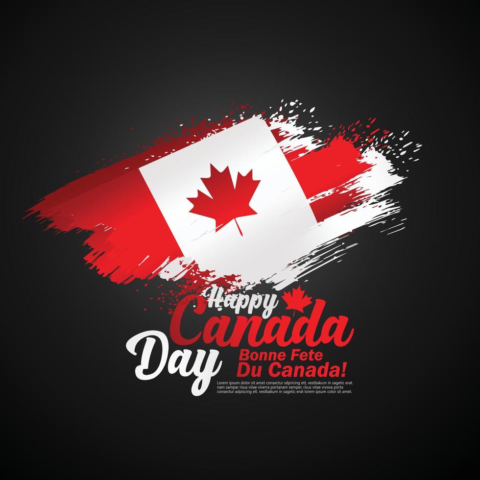 First of July Canada Day, greeting card background with typography design, vector
