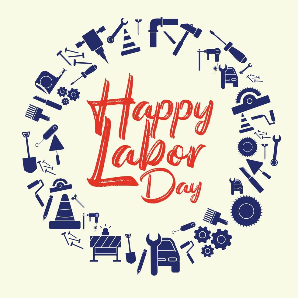 Happy Labor Day banner. Design template elegant with clip art labor circle dimension for you give greetings vector