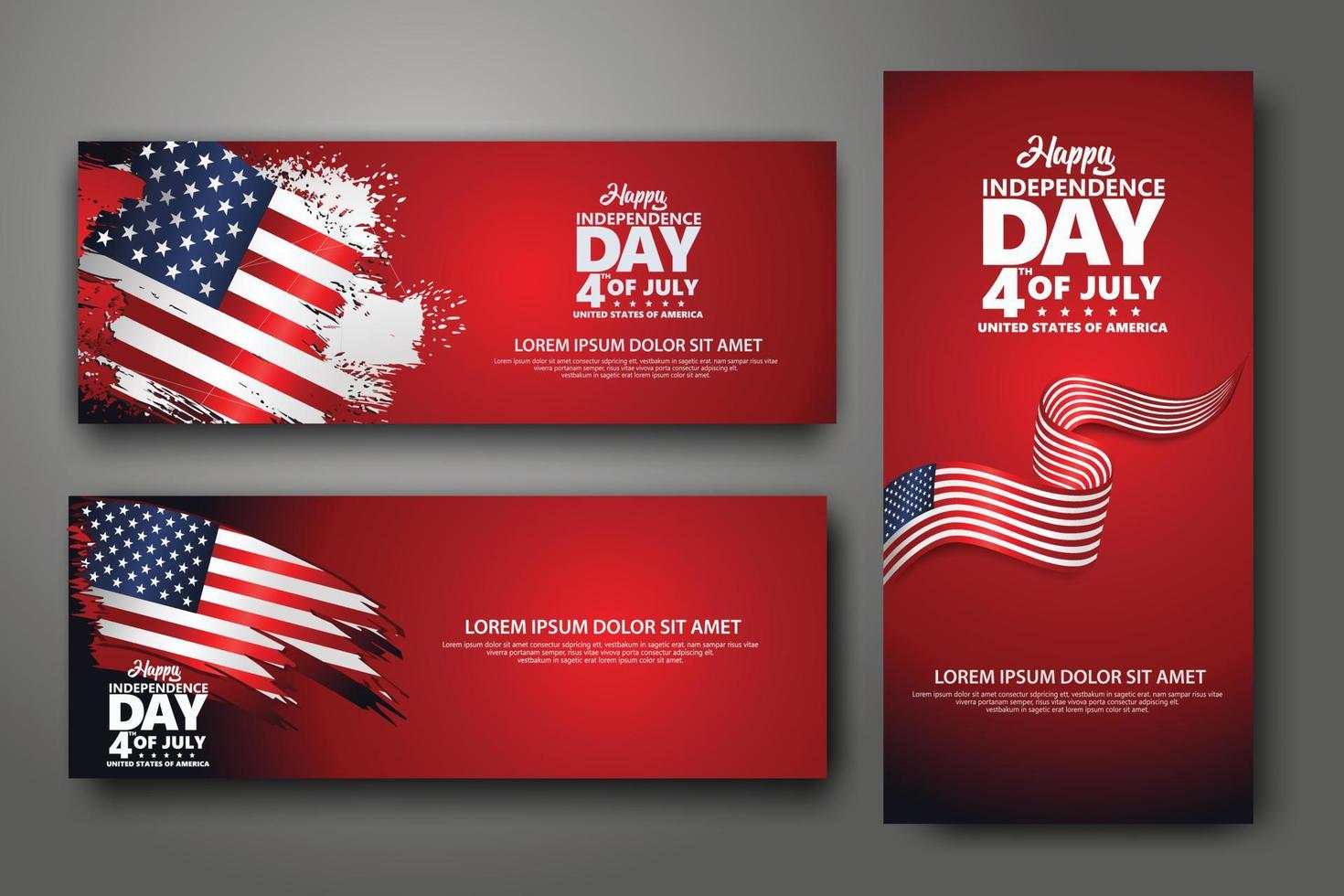 Set banner design template. Fourth of July Independence Day, Vector illustration for publication of event