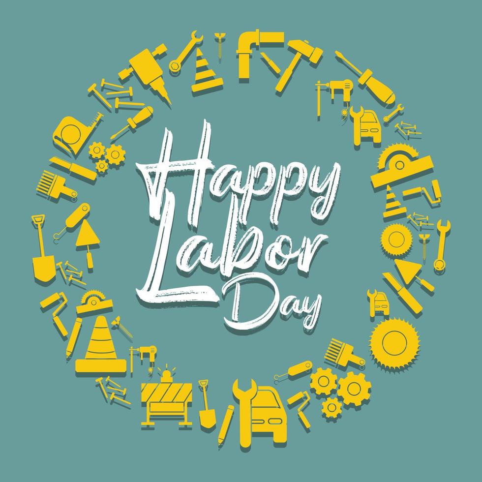 Happy Labor Day banner. Design template elegant with clip art labor circle dimension for you give greetings vector