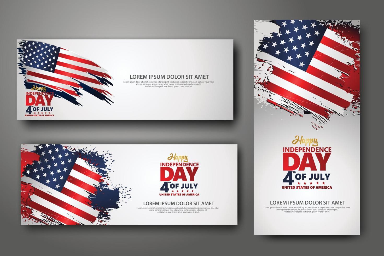 Set banner design template. Fourth of July Independence Day, Vector illustration for publication of event