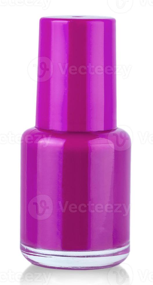 The pink nail polish bottle on white photo