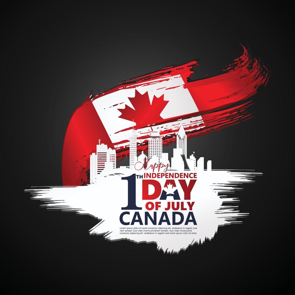 First of July Canada Day, greeting card background with typography design, vector