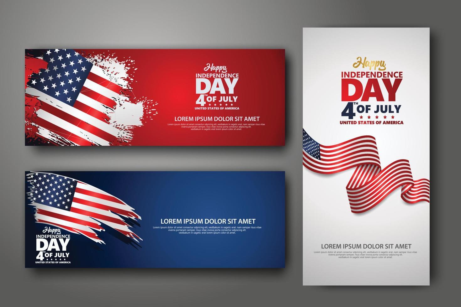 Set banner design template. Fourth of July Independence Day, Vector illustration for publication of event