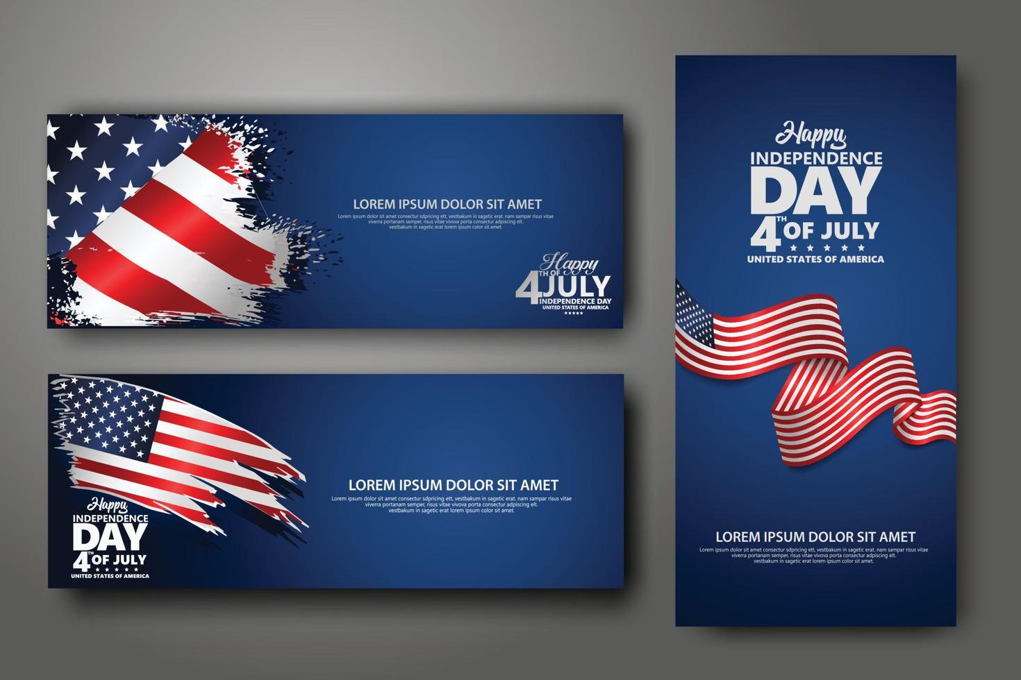 Set banner design template. Fourth of July Independence Day, Vector illustration for publication of event