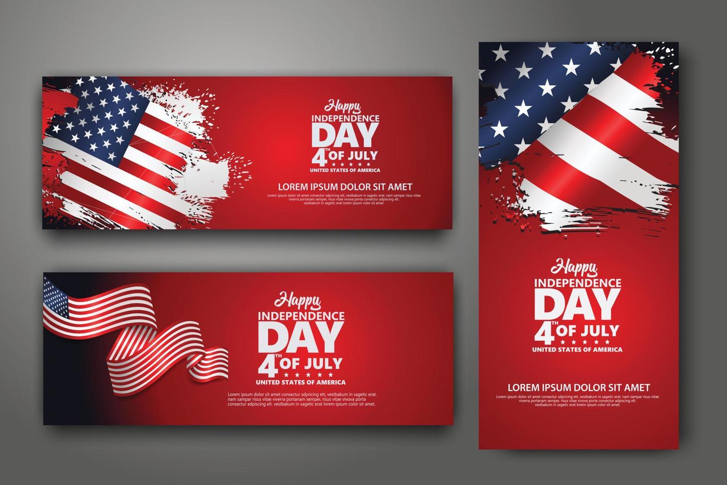 Set banner design template. Fourth of July Independence Day, Vector illustration for publication of event