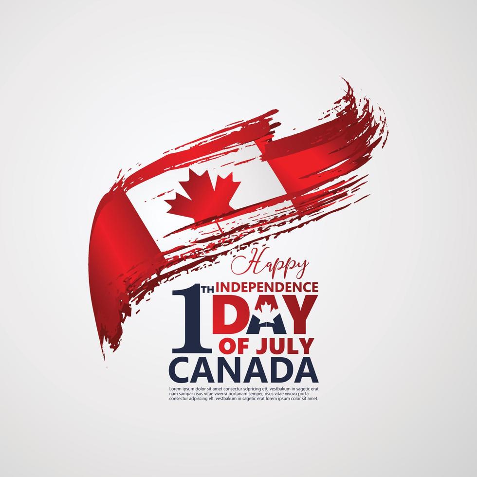 First of July Canada Day, greeting card background with typography design, vector