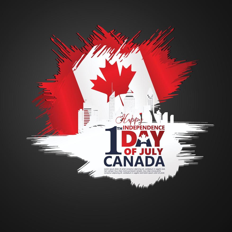 First of July Canada Day, greeting card background with typography design, vector