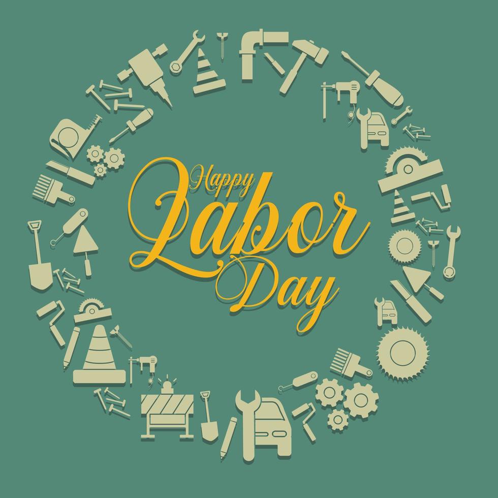 Happy Labor Day banner. Design template elegant with clip art labor circle dimension for you give greetings vector