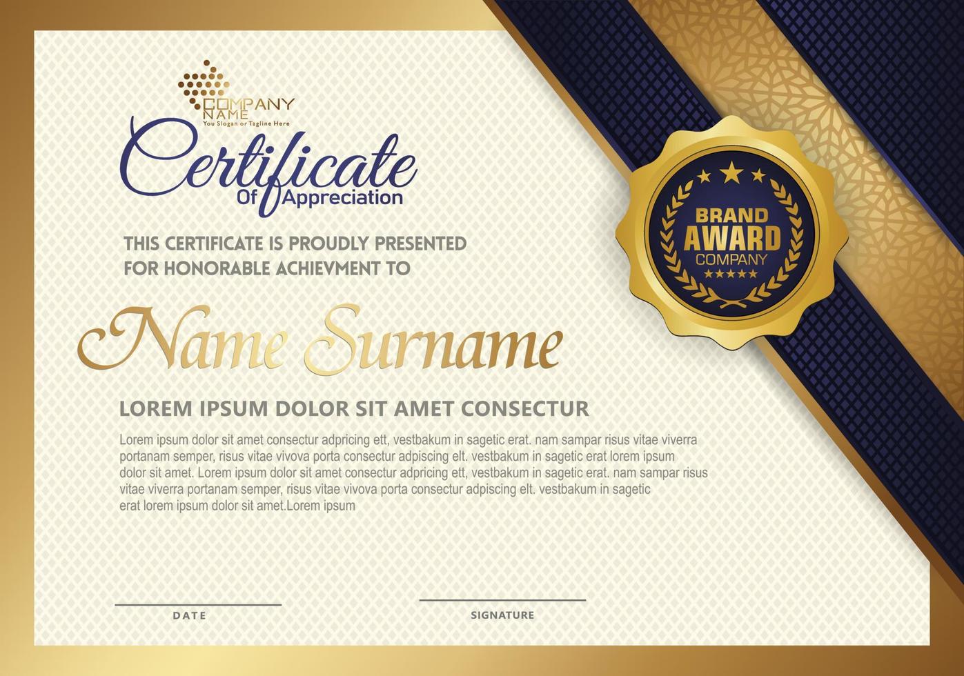 certificate template with Luxury and elegant design, for award, security, and other users. vector