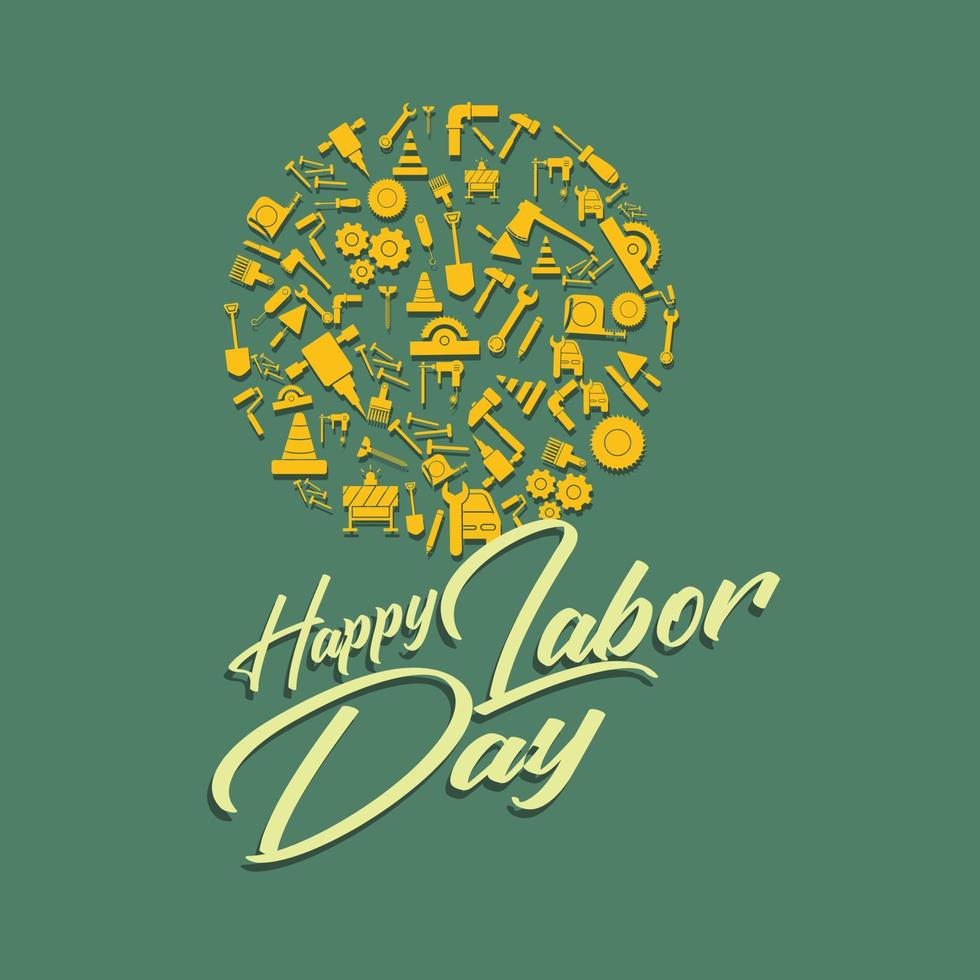Happy Labor Day banner. Design template elegant with clip art labor circle dimension for you give greetings vector