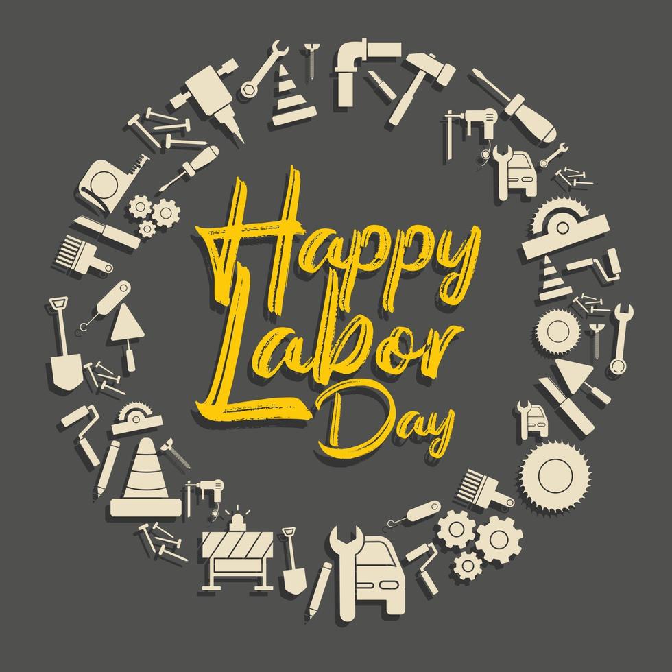 Happy Labor Day banner. Design template elegant with clip art labor circle dimension for you give greetings vector