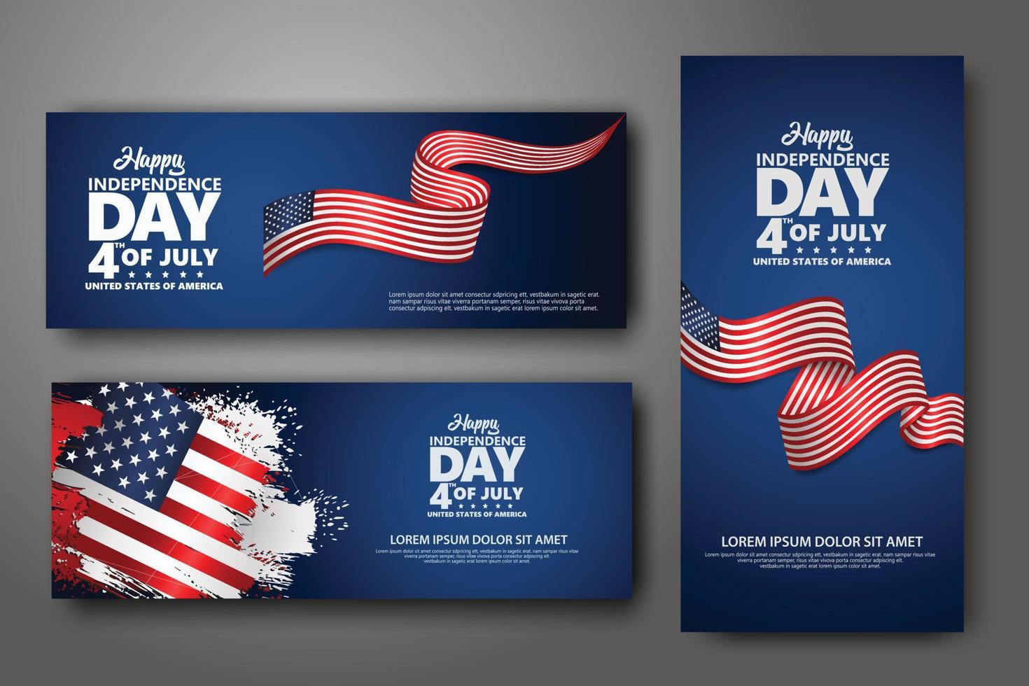 Set banner design template. Fourth of July Independence Day, Vector illustration for publication of event