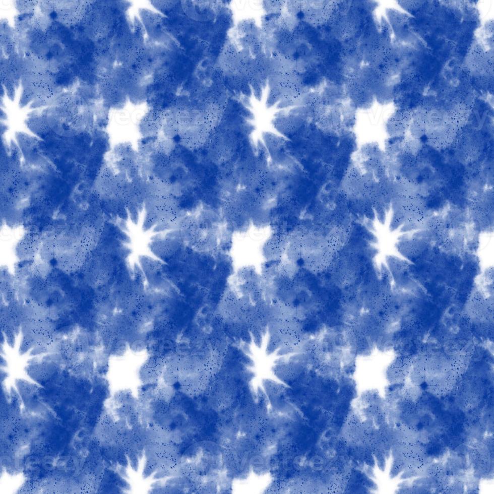 Tie dye, Shibori, Blue abstract batik seamless pattern. Watercolor backgrounds photo