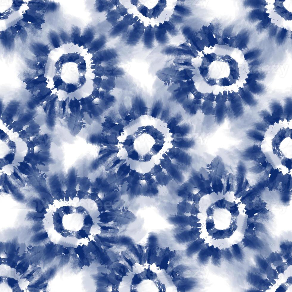 Tie dye, Shibori, blue abstract batik seamless pattern. Watercolor backgrounds photo