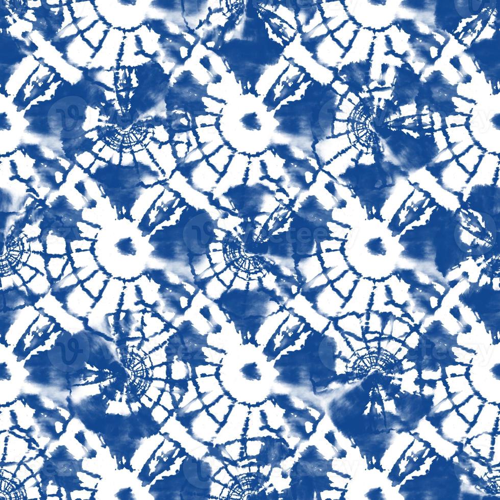 Tie dye, Shibori, blue abstract batik seamless pattern. Watercolor backgrounds photo