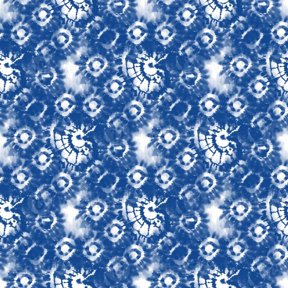 Tie dye, Shibori, blue abstract batik seamless pattern. Watercolor backgrounds photo
