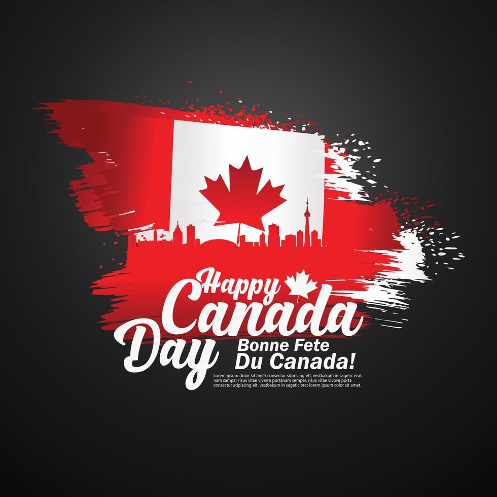 First of July Canada Day, greeting card background with typography design, vector