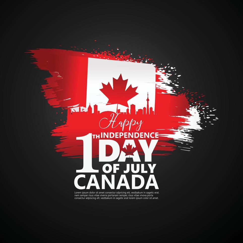 First of July Canada Day, greeting card background with typography design, vector