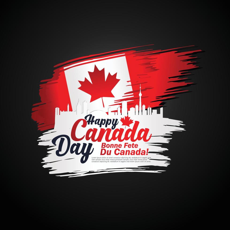 First of July Canada Day, greeting card background with typography design, vector