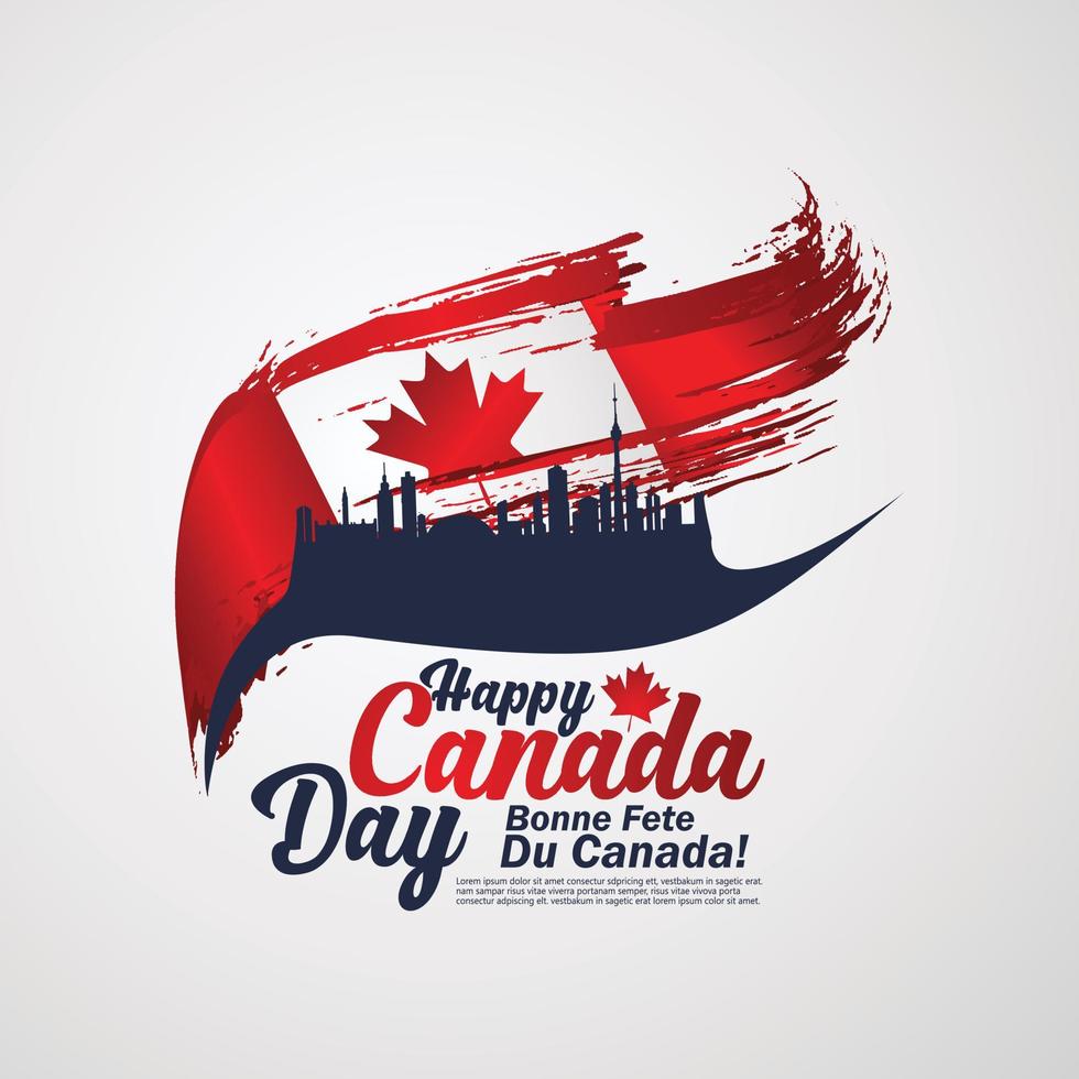 First of July Canada Day, greeting card background with typography design, vector