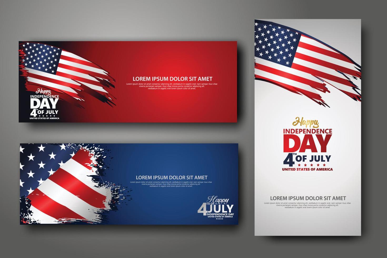 Set banner design template. Fourth of July Independence Day, Vector illustration for publication of event