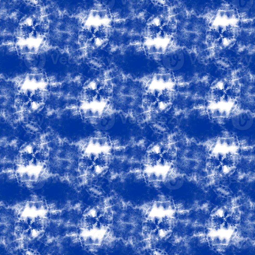 Tie dye, Shibori, Blue abstract batik seamless pattern. Watercolor backgrounds photo
