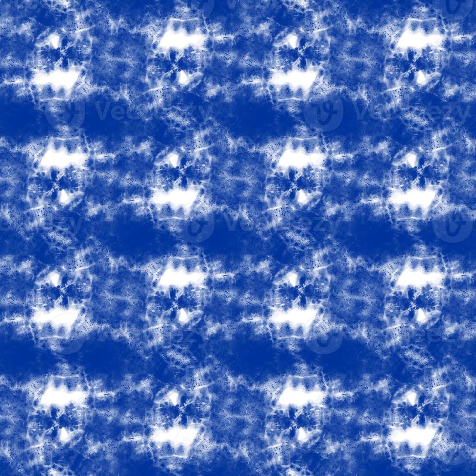 Tie dye, Shibori, Blue abstract batik seamless pattern. Watercolor backgrounds photo