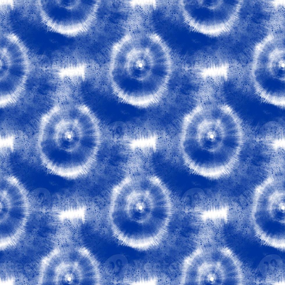 Tie dye, Shibori, Blue abstract batik seamless pattern. Watercolor backgrounds photo