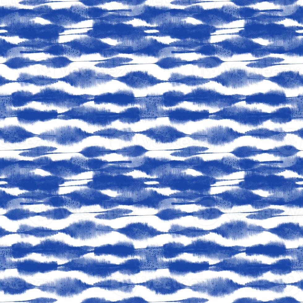 Tie dye, Shibori, blue abstract batik seamless pattern. Watercolor backgrounds photo