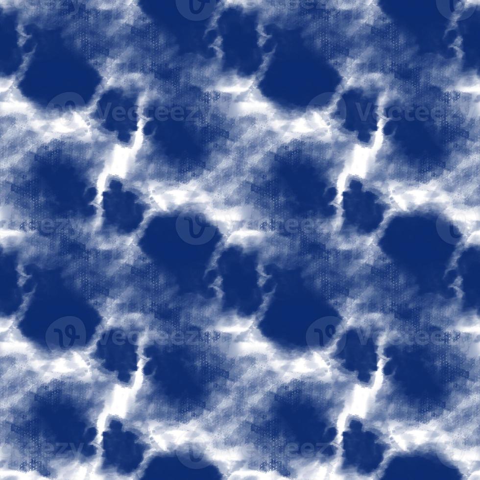 Tie dye, Shibori, blue abstract batik seamless pattern. Watercolor backgrounds photo