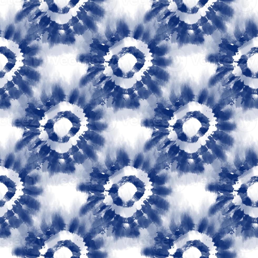 Tie dye, Shibori, blue abstract batik seamless pattern. Watercolor backgrounds photo