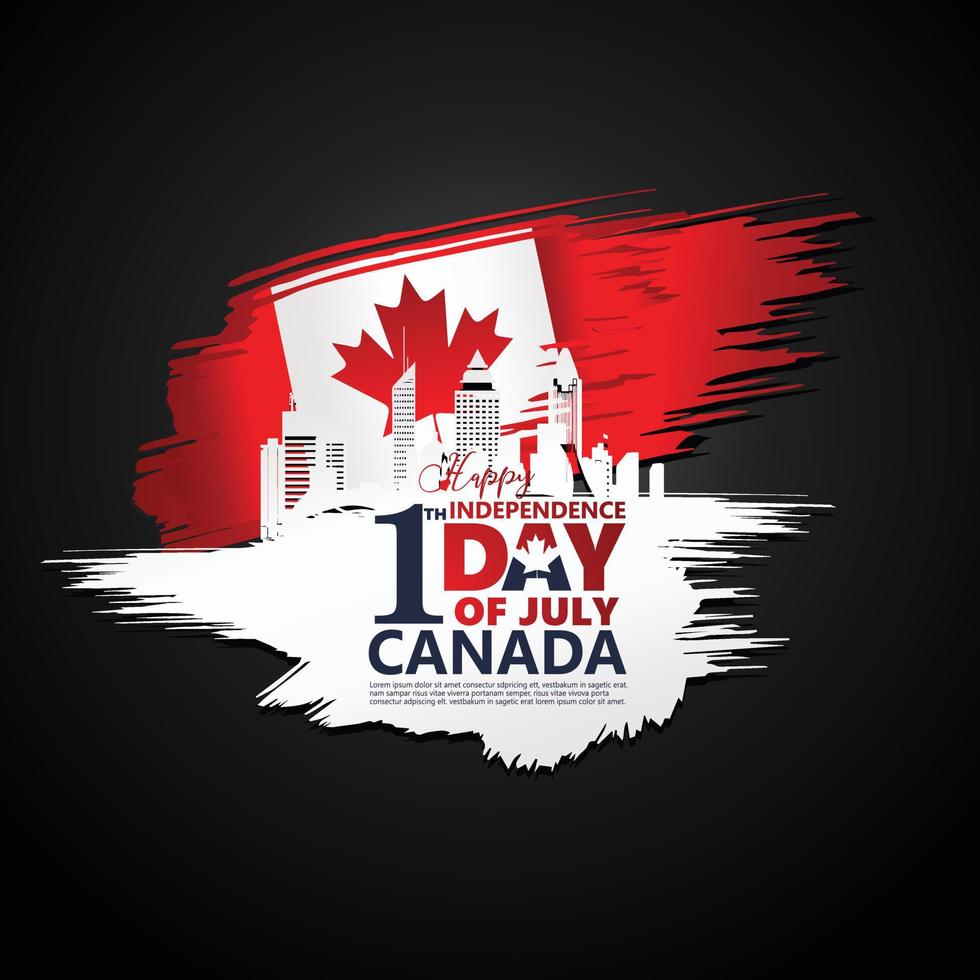 First of July Canada Day, greeting card background with typography design, vector