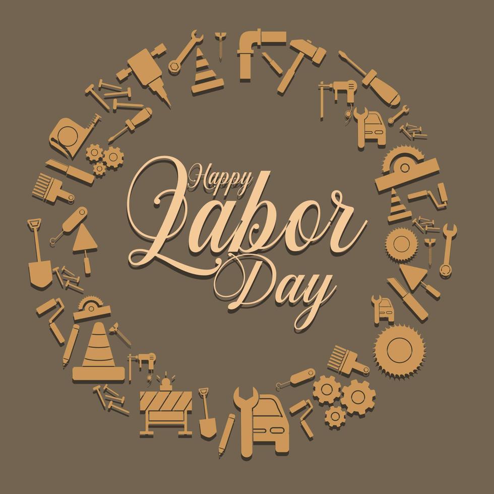 Happy Labor Day banner. Design template elegant with clip art labor circle dimension for you give greetings vector