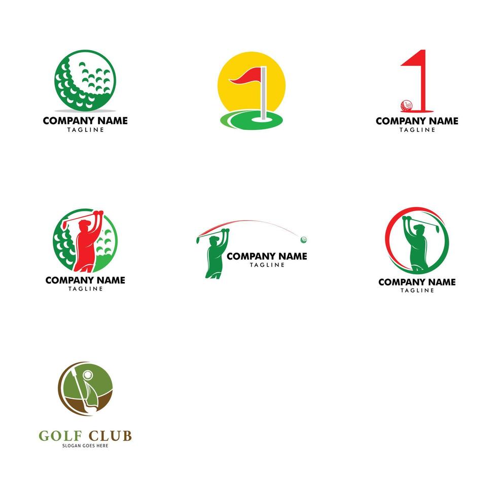 conjunto de ilustración de vector de plantilla de diseño de logotipo de club de golf