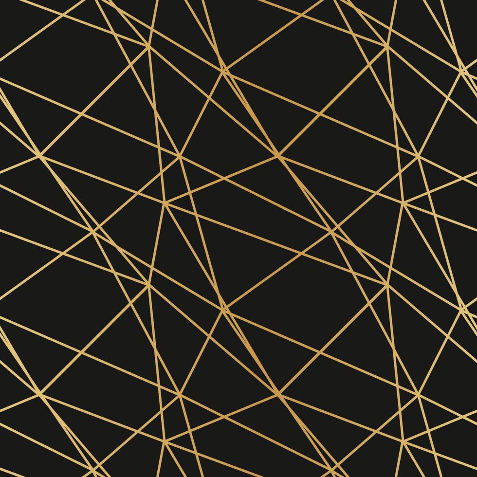 triangles mosaic of thin golden lines on a dark luxury background seamless pattern for wrapping paper textile vector