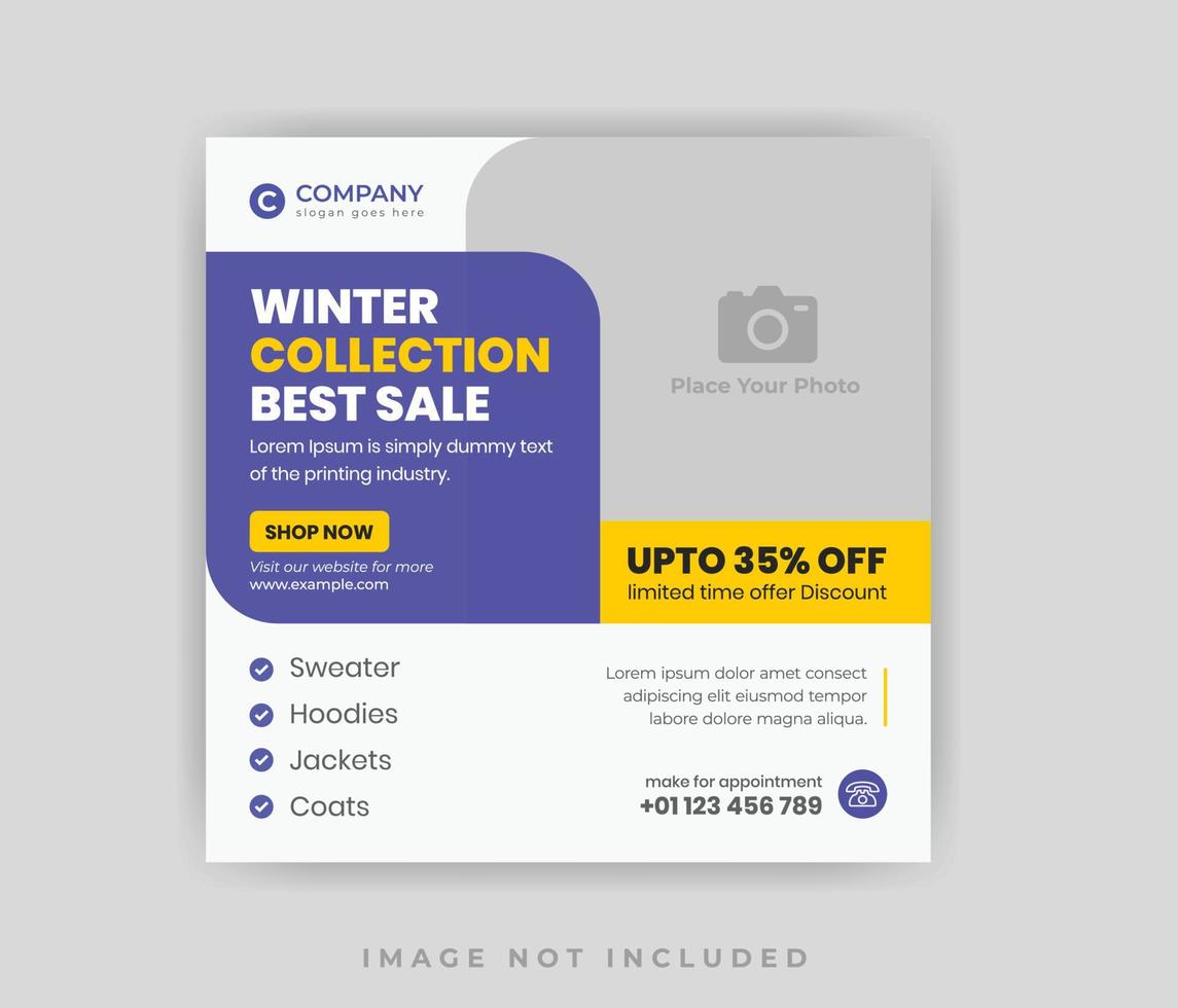 banner de diseño de publicación de redes sociales de venta de invierno abstracto vector