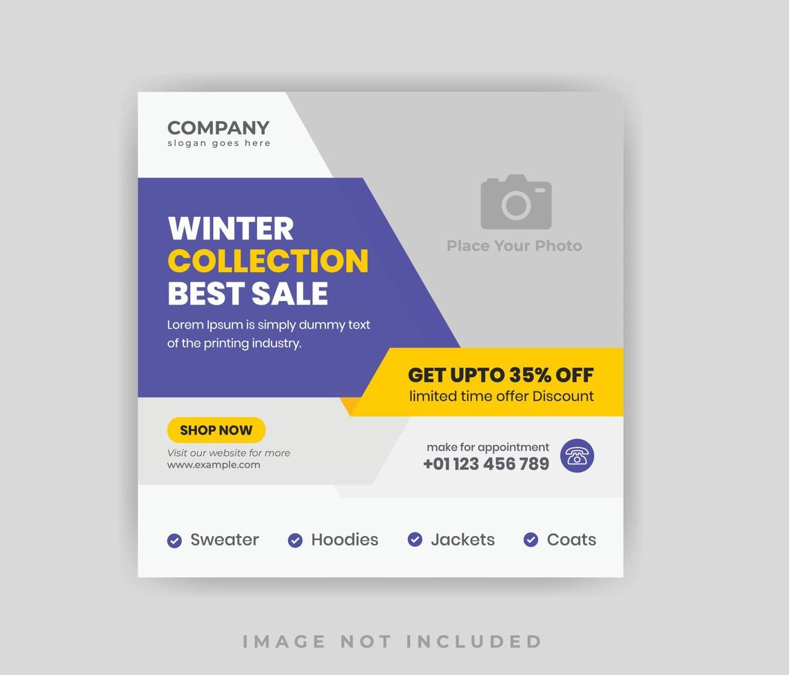 Winter Sale discount Social Media Post Design vector
