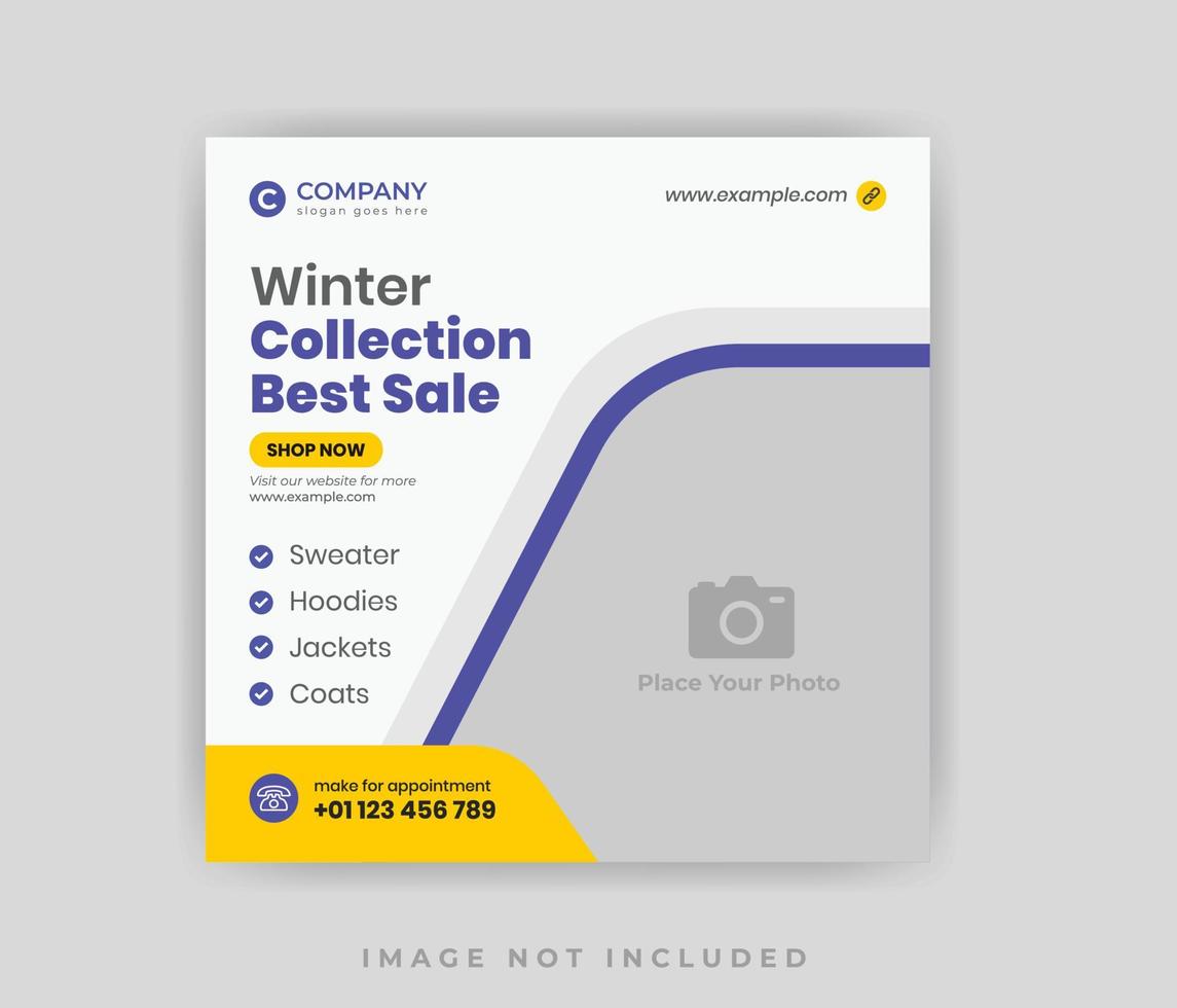 Modern Clean Winter Sale Social Media Post Design or Web Banner Template vector