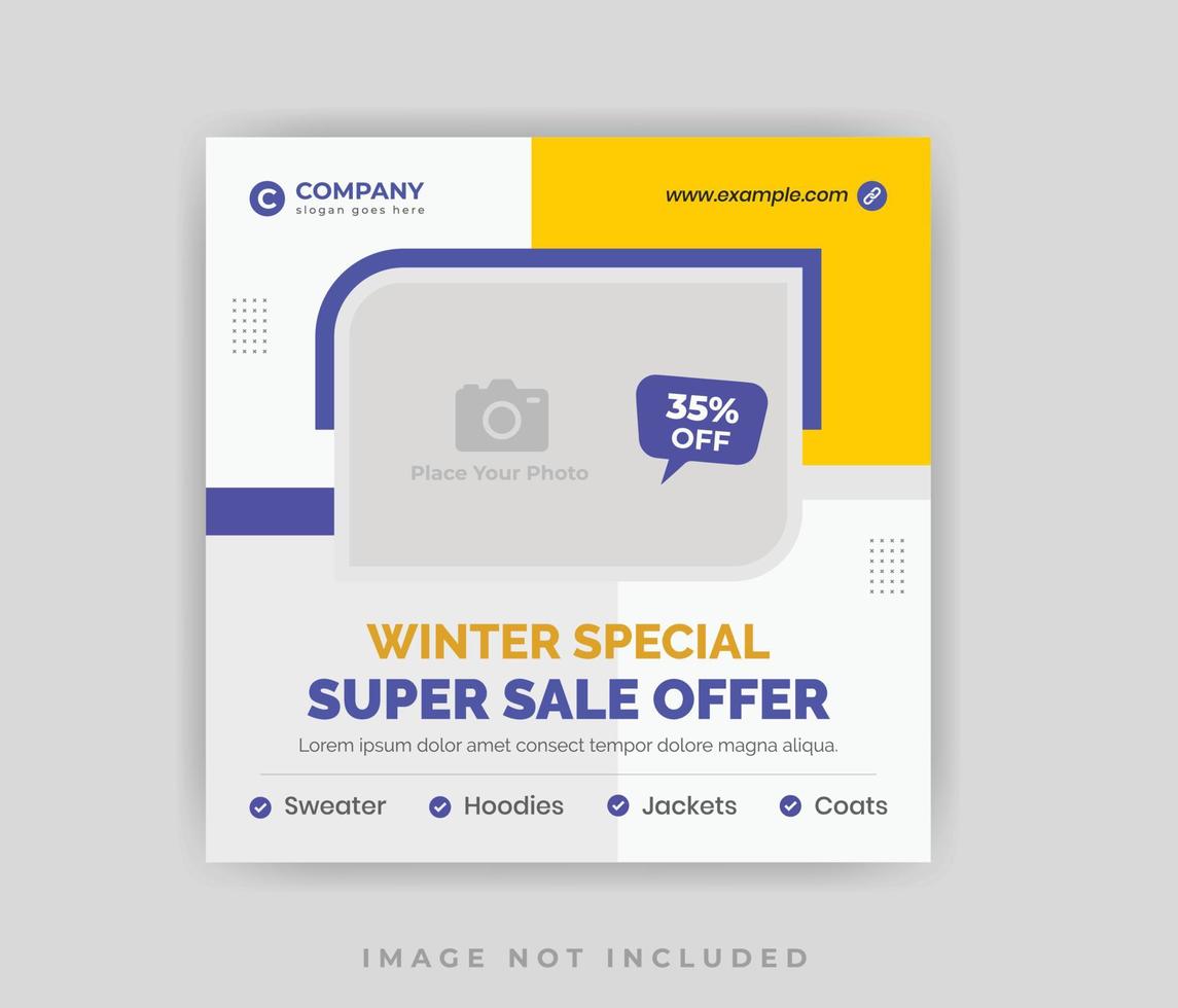 oferta de venta de invierno creativa plantilla de banner de diseño de publicación de redes sociales vector