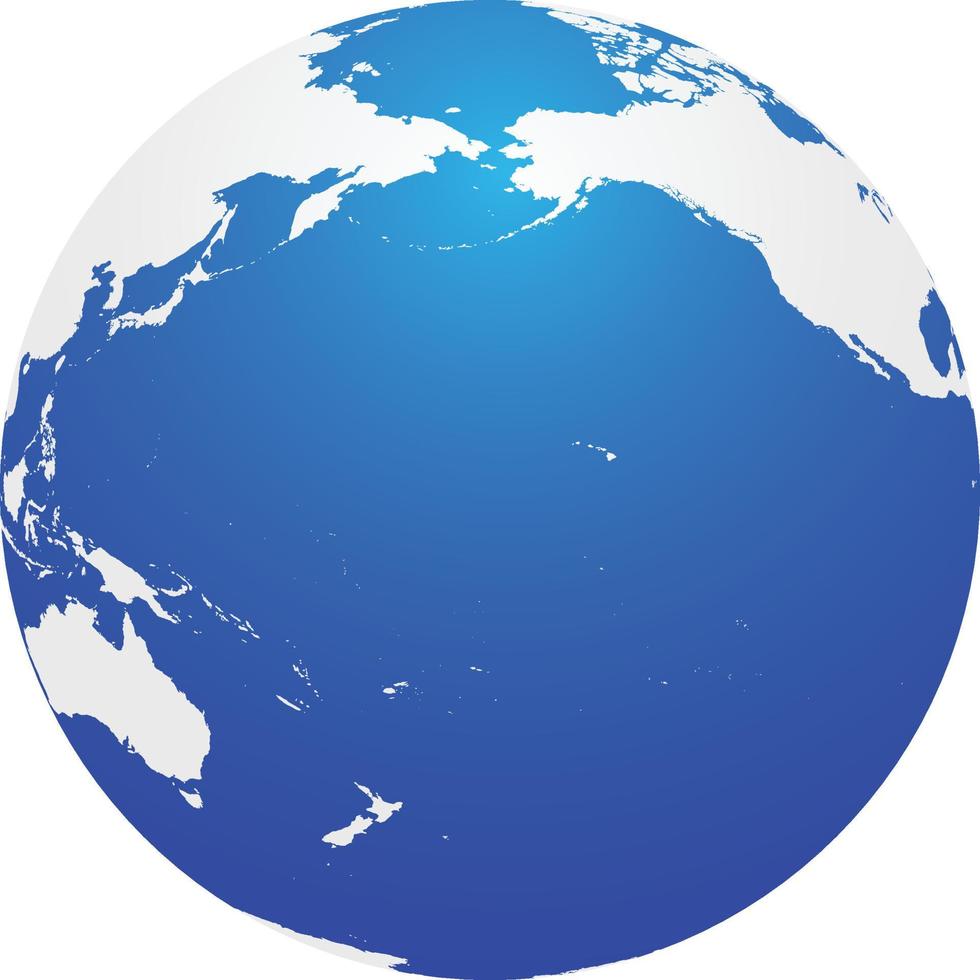 Map of Globe of Pacific Ocean Blue vector