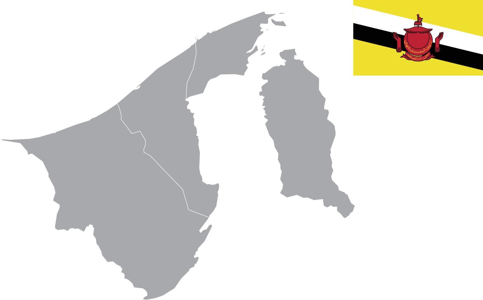 brunei darussalam mapa. bandera de brunei darussalam. ilustración de vector de símbolo de icono plano