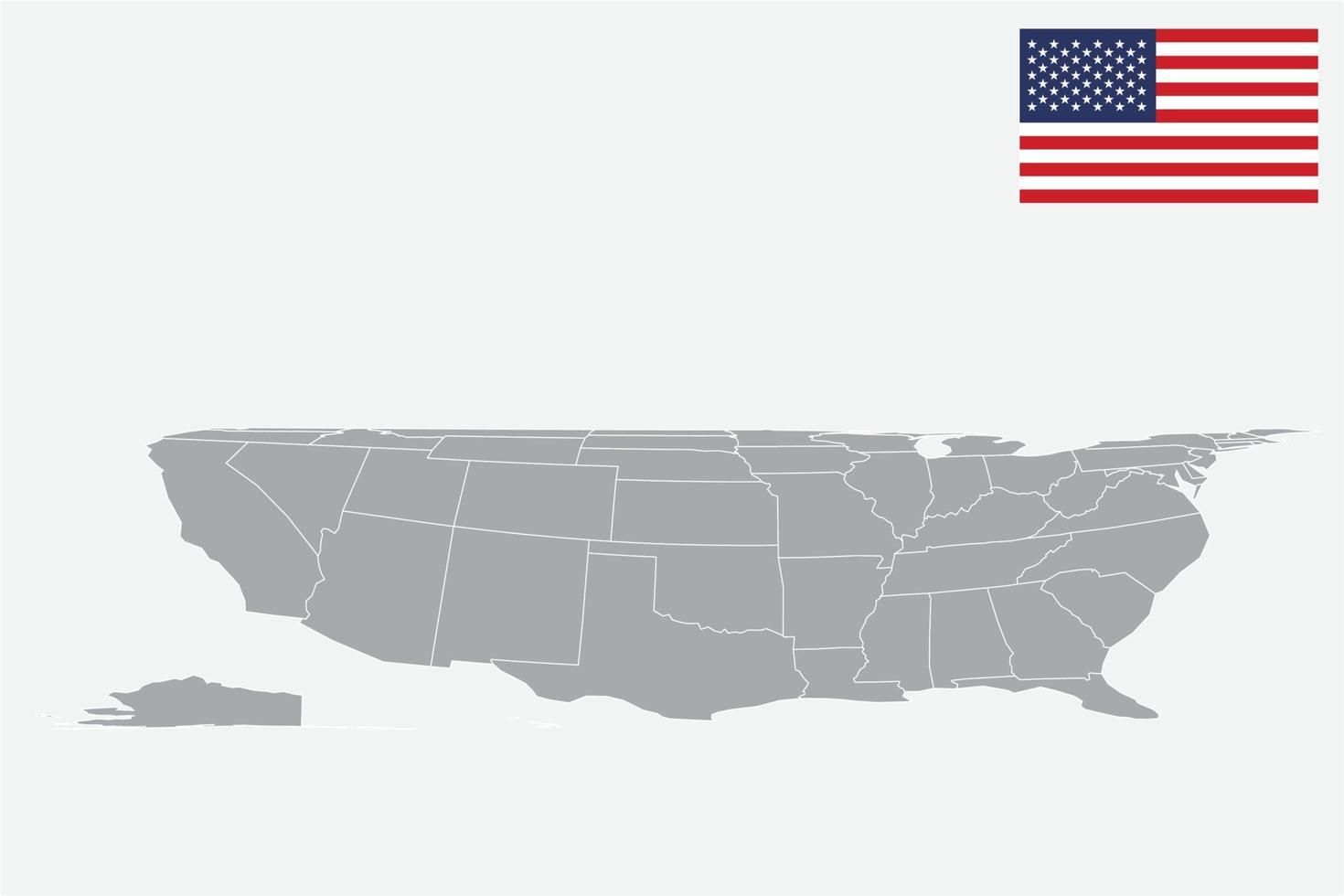 mapa de estados unidos. bandera de estados unidos. ilustración de vector de símbolo de icono plano