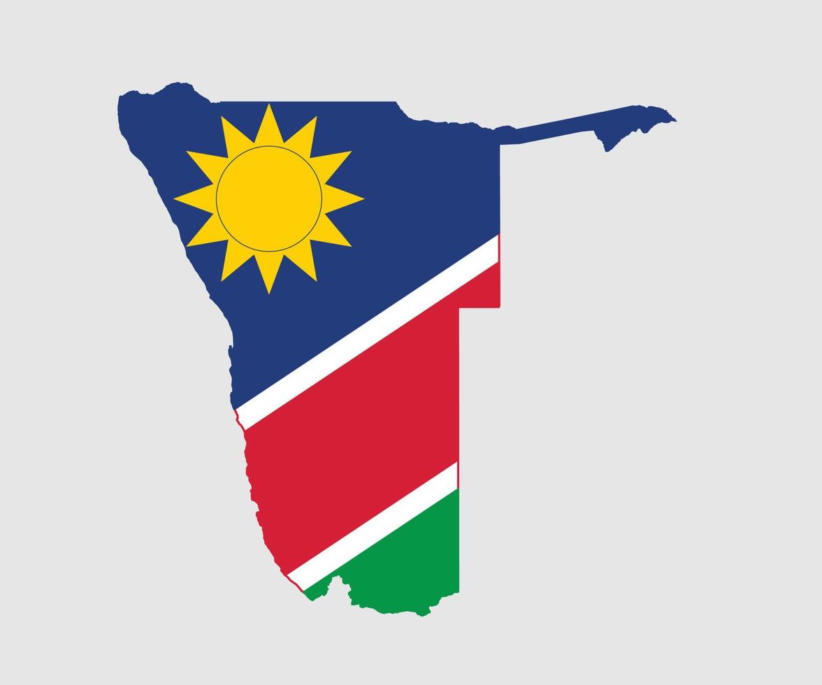 mapa y bandera de namibia vector